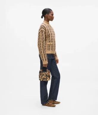 Geantă mini tote K/Hardware cu imprimeu leopard