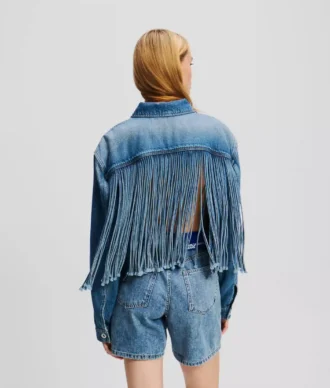 JACETĂ DIN DENIM CU FRANJURI RELAXATĂ