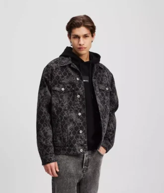 JACETĂ DIN DENIM CU IMPRIMARE ALL-OVER