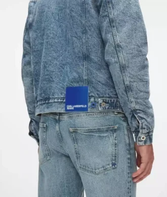 Jacheta din denim cu căptușeală din piele de oaie