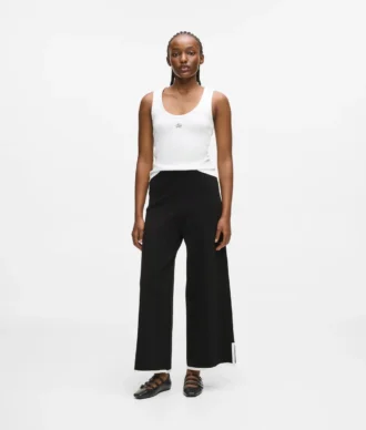 Pantaloni culottes cu borduri contrastante