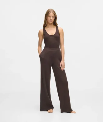 Pantaloni de casnică din tricot waffle