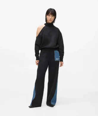 Pantaloni de trening cu inserție din denim