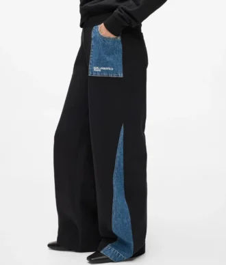 Pantaloni de trening cu inserție din denim