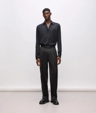 Pantaloni KL Studio cu detalii din satin