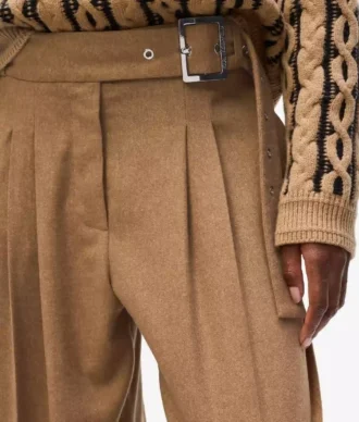 Pantaloni largi din amestec de lână