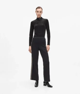 Pantaloni tricotați cu detalii bouclé