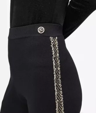 Pantaloni tricotați cu detalii bouclé