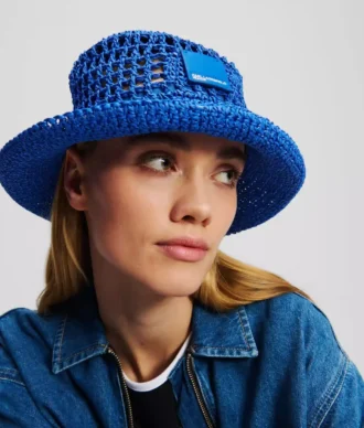 Pălărie tip bucket cu logo țesut