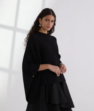 PONCHO DIN TRICOT RIB