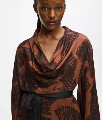 Rochie caftan cu imprimeu evantai