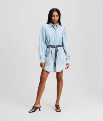 ROCHIE CĂMAȘĂ DIN DENIM CU MÂNECI BUFANTE