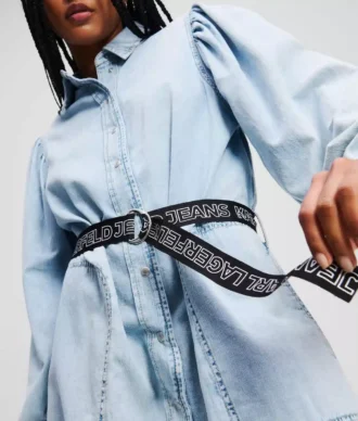 ROCHIE CĂMAȘĂ DIN DENIM CU MÂNECI BUFANTE