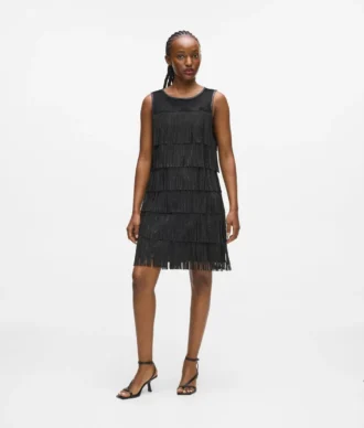 Rochie cu franjuri din piele artificială